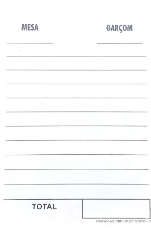 13) TALAO DE COMANDA DE BAR PC/24